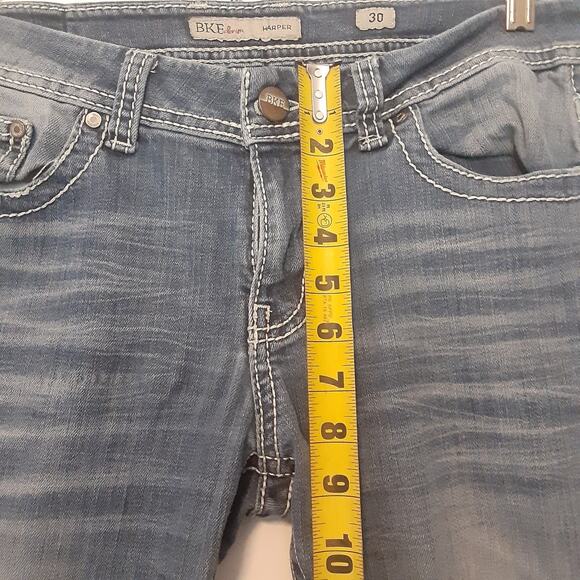 BKE Jeans Womens 30 Bootcut Harper Thick Stitch Mid Rise Whiskers Distressed - Picture 11 of 12